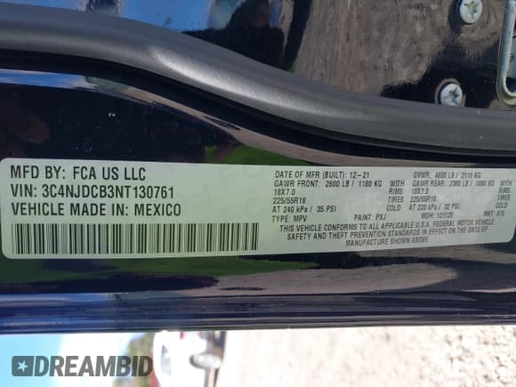 ✅ 2022 Jeep Compass Limited • VIN: 3C4NJDCB3NT130761 • Lot: 43435850. Wystawiony na IAAI z przebiegiem 43 578 mil. Bezpłatny archiwum sprzedaży aukcyjnych z USA i szczegółowy raport historii pojazdu na DreamBid. Zdjęcie 9.