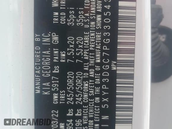 ✅ 2023 Kia Telluride EX X-Line • VIN: 5XYP3DGC7PG330543 • Лот: 66459295. Опубликован ранее на Copart с пробегом 34 426 миль. Бесплатный доступ к архиву аукционных продаж из США и подробный отчёт об истории автомобиля на DreamBid. Изображение 13.