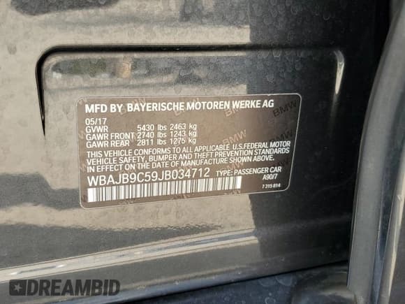 ✅ 2018 BMW 5 Series M550i xDrive • VIN: WBAJB9C59JB034712 • Лот: 70909655. Опубликован ранее на Copart с пробегом Не указан. Бесплатный доступ к архиву аукционных продаж из США и подробный отчёт об истории автомобиля на DreamBid. Изображение 12.