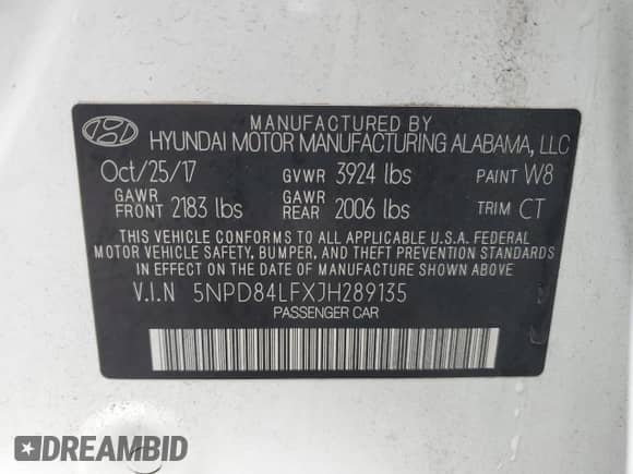 2018 Hyundai Elantra SEL with VIN 5NPD84LFXJH289135, listed as a Copart auction lot 90660895 with 65,520 mi miles and Salvage title. Bid and sale history available at DreamBid. Image 12.
