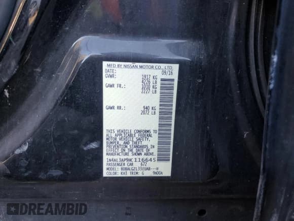 ✅ 2017 Nissan Altima S • VIN: 1N4AL3AP9HC116645 • Лот: 92261865. Опубликован ранее на Copart с пробегом 176 224 миль. Бесплатный доступ к архиву аукционных продаж из США и подробный отчёт об истории автомобиля на DreamBid. Изображение 12.