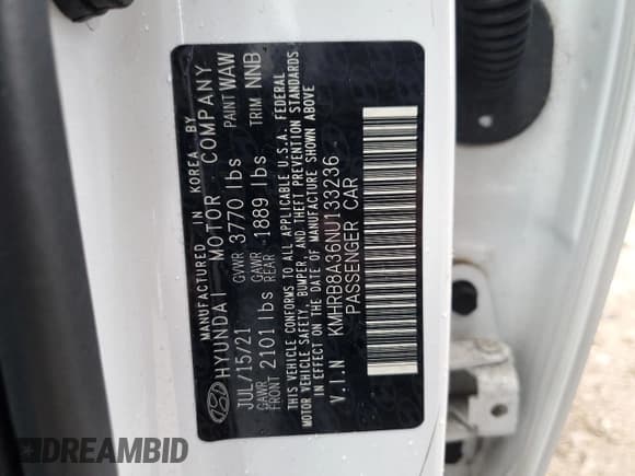 ✅ 2022 Hyundai Venue SE • VIN: KMHRB8A36NU133236 • Lot: 52493995. Listed on Copart with 37,314 mi. Free auction sales archive from the USA and detailed vehicle history report at DreamBid. Image 15.