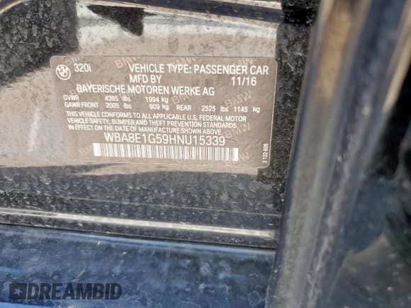 ✅ 2017 BMW 3 Series 320i • VIN: WBA8E1G59HNU15339 • Лот: 71464125. Опубликован ранее на Copart с пробегом 116 095 миль. Бесплатный доступ к архиву аукционных продаж из США и подробный отчёт об истории автомобиля на DreamBid. Изображение 12.