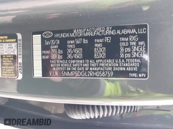 2024 Hyundai Santa Fe Calligraphy с VIN 5NMP5DGL2RH058759, выставлен на аукционе IAAI как лот 41072386 с пробегом 12 991 миль миль и . История ставок и продаж доступна на DreamBid. Изображение 9.