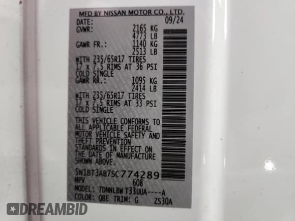 ✅ 2025 Nissan Rogue S • VIN: 5N1BT3AB7SC774289 • Lot: 70583995. Wystawiony na Copart z przebiegiem Nie podano. Bezpłatny archiwum sprzedaży aukcyjnych z USA i szczegółowy raport historii pojazdu na DreamBid. Zdjęcie 14.