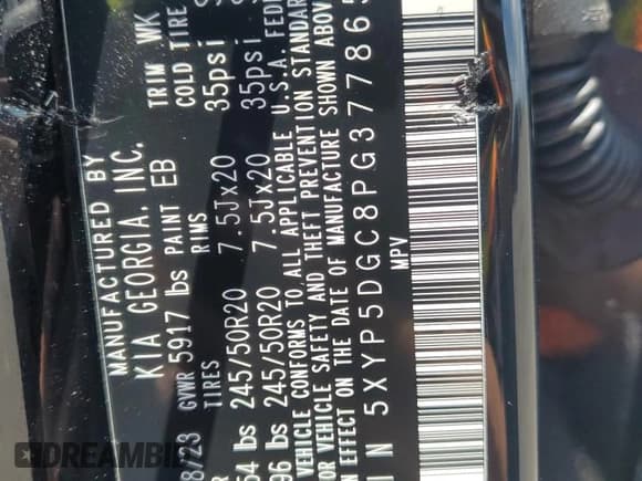 ✅ 2023 Kia Telluride SX Prestige • VIN: 5XYP5DGC8PG377865 • Lot: 61693985. Listed on Copart with 19,285 mi. Free auction sales archive from the USA and detailed vehicle history report at DreamBid. Image 13.