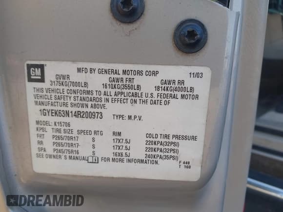 ✅ 2004 Cadillac Escalade • VIN: 1GYEK63N14R200973 • Lot: 42926800. Listed on IAAI with 261,068 mi. Free auction sales archive from the USA and detailed vehicle history report at DreamBid. Image 9.