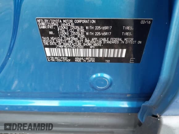 ✅ 2016 Toyota RAV4 LE • VIN: JTMBFREV9GJ072500 • Lot: 43574721. Listed on IAAI with 94,654 mi. Free auction sales archive from the USA and detailed vehicle history report at DreamBid. Image 9.