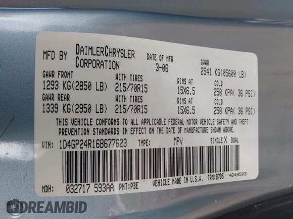 ✅ 2006 Dodge Grand Caravan • VIN: 1D4GP24R16B677623 • Lot: 41776375. Listed on IAAI with 194,343 mi. Free auction sales archive from the USA and detailed vehicle history report at DreamBid. Image 9.