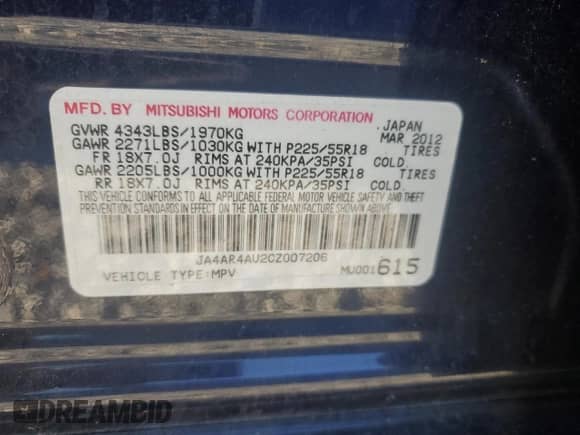 2012 Mitsubishi Outlander SE с VIN JA4AR4AU2CZ007206, выставлен на аукционе Copart как лот 84799905 с пробегом 122 718 миль миль и Чистый • Clean title. История ставок и продаж доступна на DreamBid. Изображение 13.