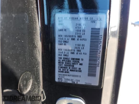 ✅ 2015 Nissan NV200 SV • VIN: 3N6CM0KN6FK698915 • Lot: 89563005. Wystawiony na Copart z przebiegiem 118 706 mil. Bezpłatny archiwum sprzedaży aukcyjnych z USA i szczegółowy raport historii pojazdu na DreamBid. Zdjęcie 13.