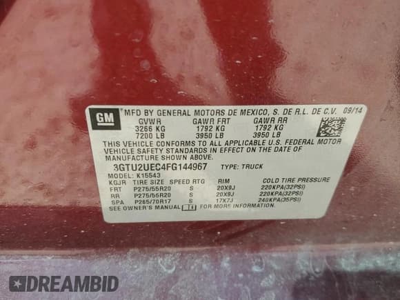 ✅ 2015 GMC Sierra 1500 SLE • VIN: 3GTU2UEC4FG144967 • Лот: 81245995. Опубликован ранее на Copart с пробегом Не указан. Бесплатный доступ к архиву аукционных продаж из США и подробный отчёт об истории автомобиля на DreamBid. Изображение 12.