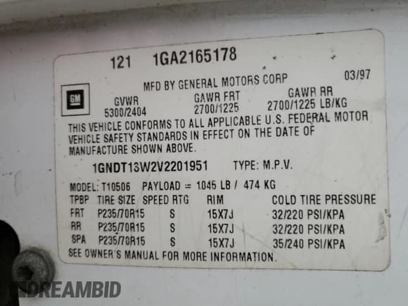 ✅ 1997 Chevrolet Blazer LT • VIN: 1GNDT13W2V2201951 • Lot: 82643694. Wystawiony na Copart z przebiegiem 195 653 mil. Bezpłatny archiwum sprzedaży aukcyjnych z USA i szczegółowy raport historii pojazdu na DreamBid. Zdjęcie 14.