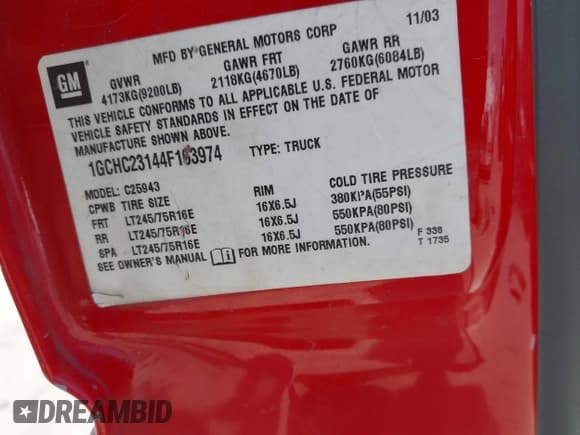 ✅ 2004 Chevrolet Silverado 2500HD LS • VIN: 1GCHC23144F163974 • Лот: 42315849. Опубликован ранее на IAAI с пробегом 273 527 миль. Бесплатный доступ к архиву аукционных продаж из США и подробный отчёт об истории автомобиля на DreamBid. Изображение 9.