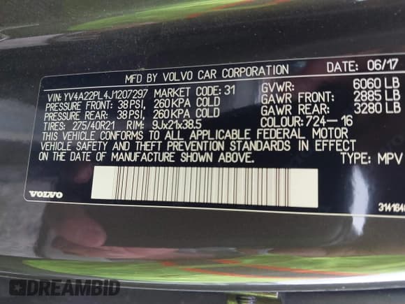 ✅ 2018 Volvo XC90 Inscription • VIN: YV4A22PL4J1207297 • Lot: 43761145. Listed on IAAI with 128,601 mi. Free auction sales archive from the USA and detailed vehicle history report at DreamBid. Image 9.