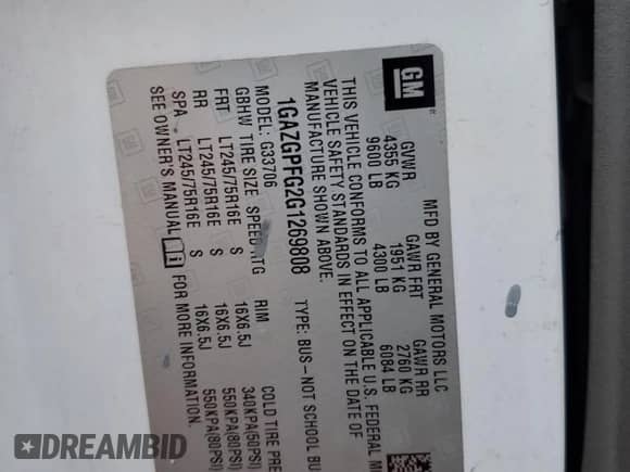 2016 Chevrolet Express Passenger LT с VIN 1GAZGPFG2G1269808, выставлен на аукционе Copart как лот 42686785 с пробегом 157 121 миль миль и Списание • Salvage title. История ставок и продаж доступна на DreamBid. Изображение 13.