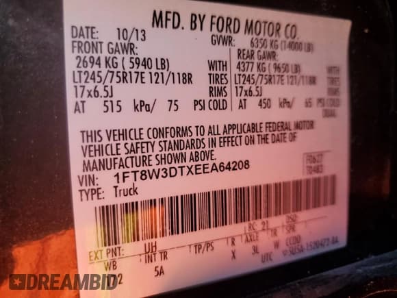 ✅ 2014 Ford F-350 XLT • VIN: 1FT8W3DTXEEA64208 • Lot: 66019015. Listed on Copart with 84,773 mi. Free auction sales archive from the USA and detailed vehicle history report at DreamBid. Image 10.