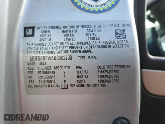 ✅ 2011 Chevrolet HHR 1LT • VIN: 3GNBABFW5BS502793 • Lot: 47653315. Listed on Copart with 119,798 mi. Free auction sales archive from the USA and detailed vehicle history report at DreamBid. Image 13.