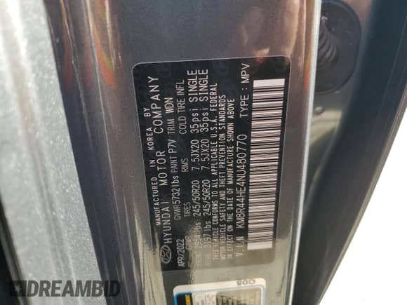 ✅ 2022 Hyundai Palisade SEL • VIN: KM8R44HE4NU480770 • Lot: 86636535. Listed on Copart with 54,149 mi. Free auction sales archive from the USA and detailed vehicle history report at DreamBid. Image 13.