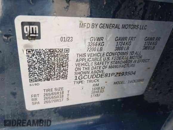 2023 Chevrolet Silverado 1500 LT z VIN 1GCUDDE81PZ193504, wystawiony jako IAAI lot #43079884 z przebiegiem 24 647 mil mil oraz . Historia ofert i sprzedaży dostępna na DreamBid. Obrazek 9.