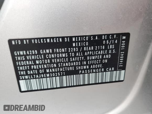 ✅ 2014 Volkswagen Jetta TDI • VIN: 3VWLL7AJ9EM302571 • Lot: 92474935. Listed on Copart with 151,872 mi. Free auction sales archive from the USA and detailed vehicle history report at DreamBid. Image 12.