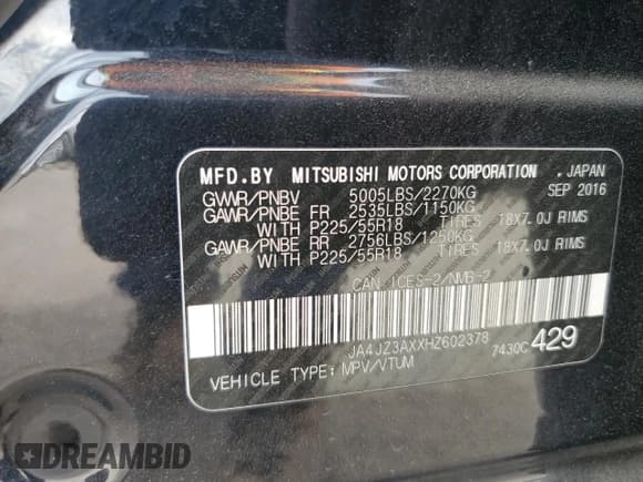 ✅ 2017 Mitsubishi Outlander SE • VIN: JA4JZ3AXXHZ602378 • Lot: 59731485. Wystawiony na Copart z przebiegiem 144 069 mil. Bezpłatny archiwum sprzedaży aukcyjnych z USA i szczegółowy raport historii pojazdu na DreamBid. Zdjęcie 12.