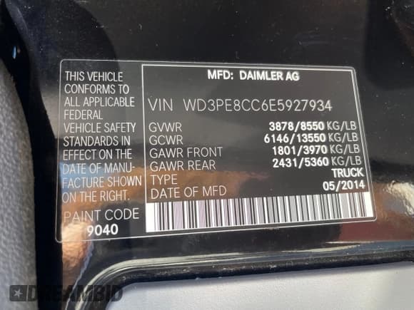 ✅ 2014 Mercedes-Benz Sprinter Cargo • VIN: WD3PE8CC6E5927934 • Lot: 77988534. Listed on Copart with 148,673 mi. Free auction sales archive from the USA and detailed vehicle history report at DreamBid. Image 10.