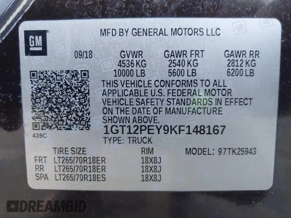 ✅ 2019 GMC Sierra 2500HD SLE • VIN: 1GT12PEY9KF148167 • Lot: 43678820. Wystawiony na IAAI z przebiegiem 265 894 mil. Bezpłatny archiwum sprzedaży aukcyjnych z USA i szczegółowy raport historii pojazdu na DreamBid. Zdjęcie 9.