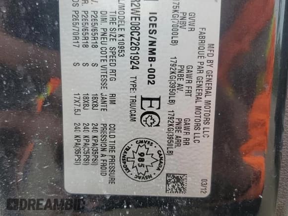 ✅ 2012 GMC Sierra 1500 • VIN: 1GTR2WE08CZ261924 • Лот: 58772895. Опубликован ранее на Copart с пробегом 201 024 миль. Бесплатный доступ к архиву аукционных продаж из США и подробный отчёт об истории автомобиля на DreamBid. Изображение 12.