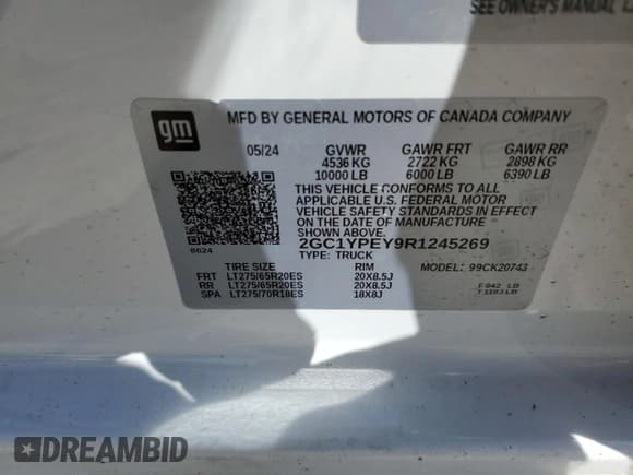 ✅ 2024 Chevrolet Silverado 2500HD • VIN: 2GC1YPEY9R1245269 • Lot: 47357355. Wystawiony na Copart z przebiegiem 26 586 mil. Bezpłatny archiwum sprzedaży aukcyjnych z USA i szczegółowy raport historii pojazdu na DreamBid. Zdjęcie 12.