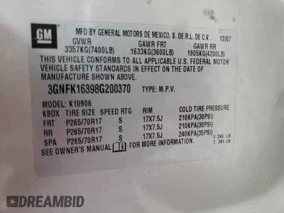 2008 Chevrolet Suburban LTZ with VIN 3GNFK16398G200370, listed as a Copart auction lot 90113525 with 170,062 mi miles and Clean title. Bid and sale history available at DreamBid. Image 13.