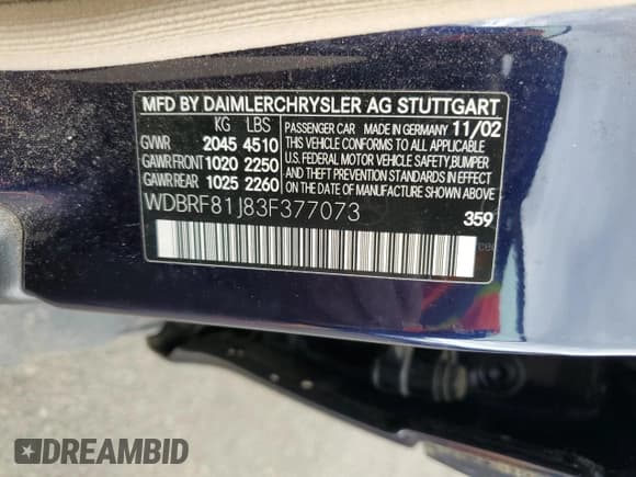 ✅ 2003 Mercedes-Benz C 240 • VIN: WDBRF81J83F377073 • Lot: 72051204. Wystawiony na Copart z przebiegiem Nie podano. Bezpłatny archiwum sprzedaży aukcyjnych z USA i szczegółowy raport historii pojazdu na DreamBid. Zdjęcie 12.