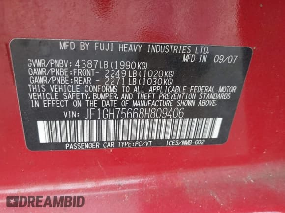 ✅ 2008 Subaru Impreza WRX • VIN: JF1GH75668H809406 • Lot: 42910216. Wystawiony na IAAI z przebiegiem 164 743 mil. Bezpłatny archiwum sprzedaży aukcyjnych z USA i szczegółowy raport historii pojazdu na DreamBid. Zdjęcie 9.