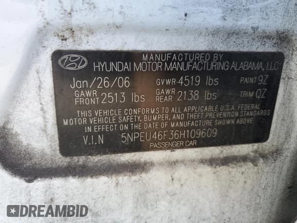 ✅ 2006 Hyundai Sonata GLS • VIN: 5NPEU46F36H109609 • Лот: 82679994. Опубликован ранее на Copart с пробегом 206 034 миль. Бесплатный доступ к архиву аукционных продаж из США и подробный отчёт об истории автомобиля на DreamBid. Изображение 14.