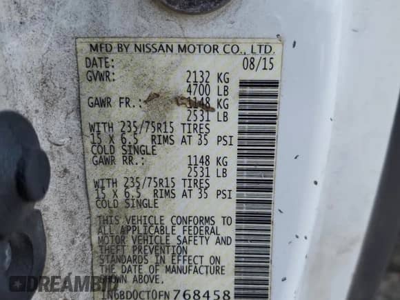 2015 Nissan Frontier S z VIN 1N6BD0CT0FN768458, wystawiony jako Copart lot #64668365 z przebiegiem 186 383 mil mil oraz Szkoda całkowita • Salvage title. Historia ofert i sprzedaży dostępna na DreamBid. Obrazek 12.