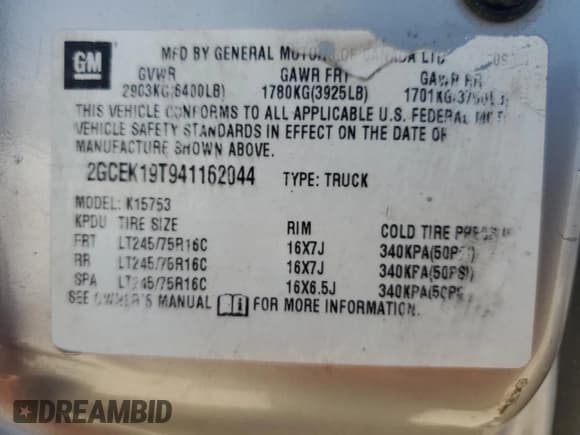 ✅ 2004 Chevrolet Silverado 1500 Z71 • VIN: 2GCEK19T941162044 • Лот: 67535804. Опубликован ранее на Copart с пробегом Не указан. Бесплатный доступ к архиву аукционных продаж из США и подробный отчёт об истории автомобиля на DreamBid. Изображение 12.