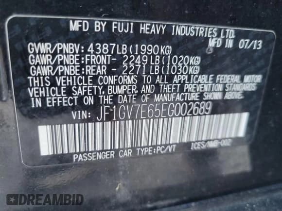 ✅ 2014 Subaru WRX WRX • VIN: JF1GV7E65EG002689 • Lot: 78422074. Wystawiony na Copart z przebiegiem 143 911 mil. Bezpłatny archiwum sprzedaży aukcyjnych z USA i szczegółowy raport historii pojazdu na DreamBid. Zdjęcie 10.