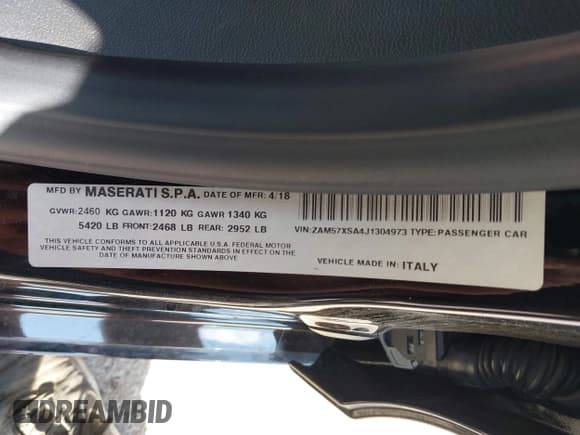 ✅ 2018 Maserati Ghibli • VIN: ZAM57XSA4J1304973 • Lot: 42354754. Listed on IAAI with 45,619 mi. Free auction sales archive from the USA and detailed vehicle history report at DreamBid. Image 9.