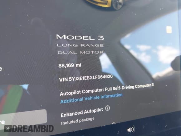 ✅ 2020 Tesla Model 3 Long Range • VIN: 5YJ3E1EBXLF664620 • Лот: 43463980. Опубликован ранее на IAAI с пробегом 88 169 миль. Бесплатный доступ к архиву аукционных продаж из США и подробный отчёт об истории автомобиля на DreamBid. Изображение 7.