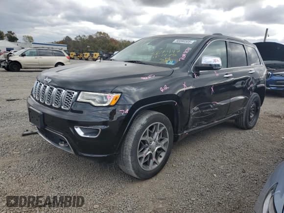 ✅ 2020 Jeep Grand Cherokee Overland • VIN: 1C4RJFCGXLC374800 • Lot: 90080305. Listed on Copart with 83,803 mi. Free auction sales archive from the USA and detailed vehicle history report at DreamBid. Image 1.