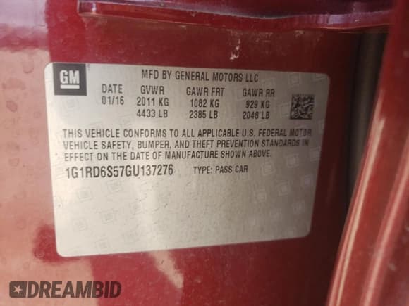 ✅ 2016 Chevrolet Volt Premier • VIN: 1G1RD6S57GU137276 • Lot: 50201374. Wystawiony na Copart z przebiegiem 37 799 mil. Bezpłatny archiwum sprzedaży aukcyjnych z USA i szczegółowy raport historii pojazdu na DreamBid. Zdjęcie 12.