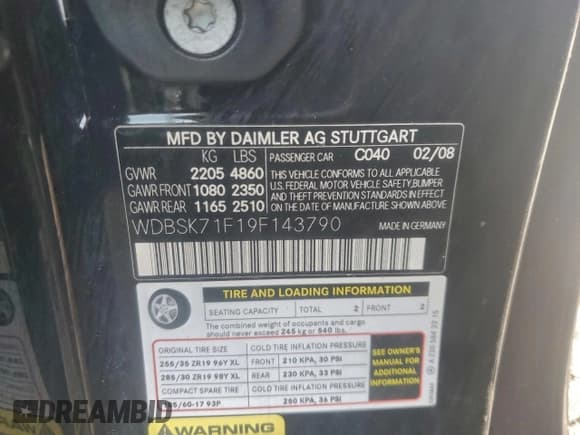 ✅ 2009 Mercedes-Benz SL 550 • VIN: WDBSK71F19F143790 • Lot: 93998105. Listed on Copart with 121,407 mi. Free auction sales archive from the USA and detailed vehicle history report at DreamBid. Image 12.