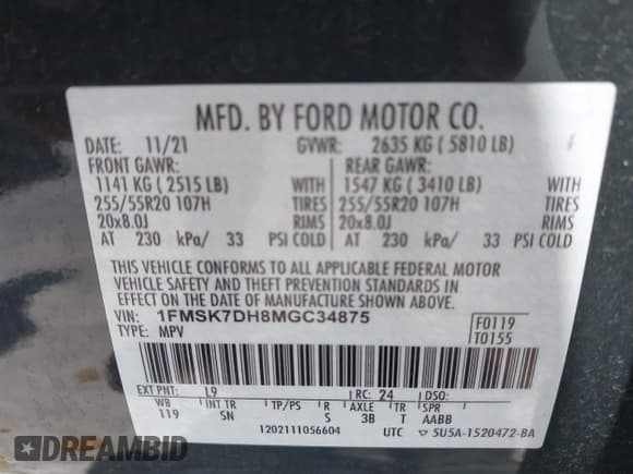 ✅ 2021 Ford Explorer XLT • VIN: 1FMSK7DH8MGC34875 • Lot: 42254862. Wystawiony na IAAI z przebiegiem 32 622 mil. Bezpłatny archiwum sprzedaży aukcyjnych z USA i szczegółowy raport historii pojazdu na DreamBid. Zdjęcie 9.