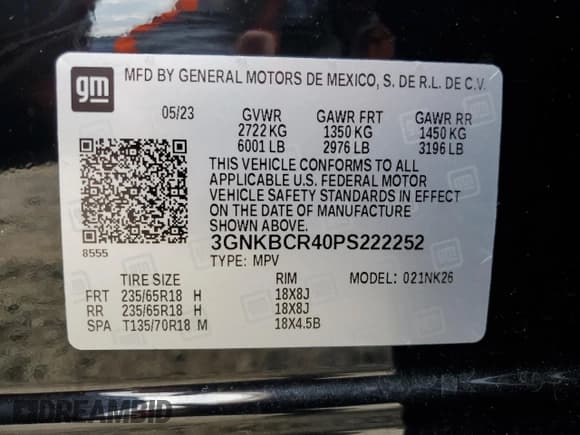 ✅ 2023 Chevrolet Blazer LT • VIN: 3GNKBCR40PS222252 • Лот: 91873445. Опубликован ранее на Copart с пробегом 15 221 миль. Бесплатный доступ к архиву аукционных продаж из США и подробный отчёт об истории автомобиля на DreamBid. Изображение 13.