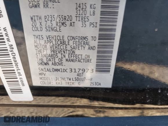 ✅ 2013 Infiniti JX35 • VIN: 5N1AL0MM1DC317973 • Lot: 43917235. Listed on IAAI with 178,140 mi. Free auction sales archive from the USA and detailed vehicle history report at DreamBid. Image 9.