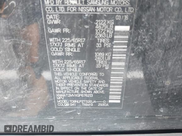 ✅ 2016 Nissan Rogue SV • VIN: KNMAT2MVXGP676213 • Lot: 43028357. Listed on IAAI with 161,349 mi. Free auction sales archive from the USA and detailed vehicle history report at DreamBid. Image 9.