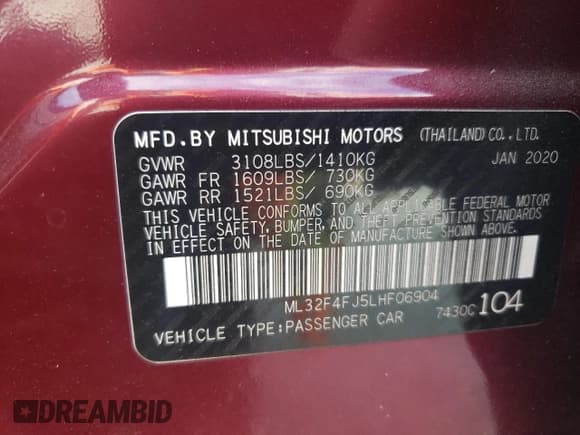 ✅ 2020 Mitsubishi Mirage SE • VIN: ML32F4FJ5LHF06904 • Lot: 81975735. Listed on Copart with 72,207 mi. Free auction sales archive from the USA and detailed vehicle history report at DreamBid. Image 12.