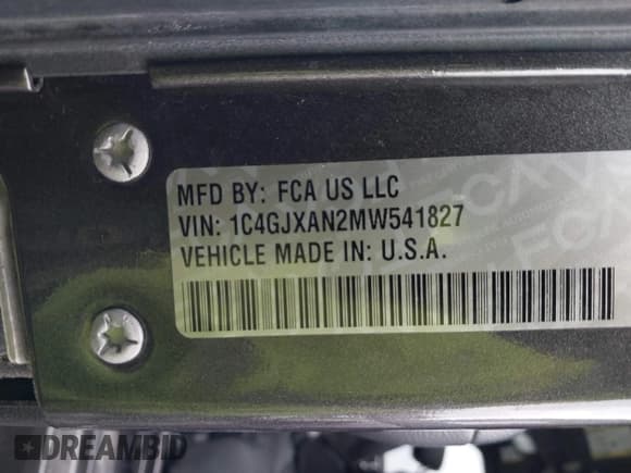 ✅ 2021 Jeep Wrangler Sport • VIN: 1C4GJXAN2MW541827 • Lot: 42037130. Listed on IAAI with 55,484 mi. Free auction sales archive from the USA and detailed vehicle history report at DreamBid. Image 9.