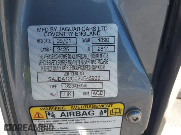 ✅ 2002 Jaguar XJ Sport • VIN: SAJDA12C02LF45939 • Lot: 41731597. Wystawiony na IAAI z przebiegiem 162 791 mil. Bezpłatny archiwum sprzedaży aukcyjnych z USA i szczegółowy raport historii pojazdu na DreamBid. Zdjęcie 9.
