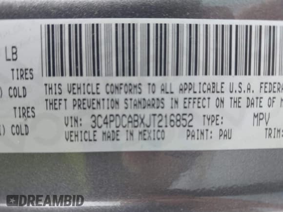 ✅ 2018 Dodge Journey SE • VIN: 3C4PDCABXJT216852 • Лот: 43329283. Опубликован ранее на IAAI с пробегом 154 154 миль. Бесплатный доступ к архиву аукционных продаж из США и подробный отчёт об истории автомобиля на DreamBid. Изображение 9.